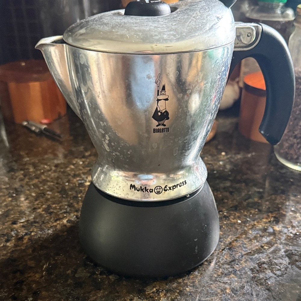 Bialetti Mukka Express Coffee Moka Pot with Black Base - stovetop cappuccino